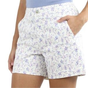 Jachs Girlfriend High Waist Purple and White & Lavender Floral Summer Shorts